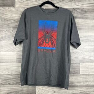 Spyder Graphic T-Shirt Mens L Gray Short Sleeve Cotton‎ Blend Pullover Crew Neck